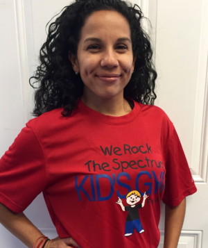 we rock the spectrum kid's gym red shirt